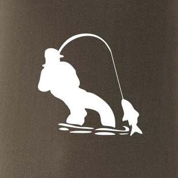 Rybár ťahajúce rybu