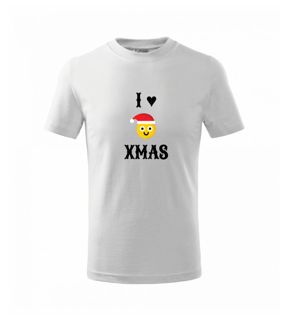 Vianočné tričká - I love Xmas smajlik - Tričko detské bavlnené