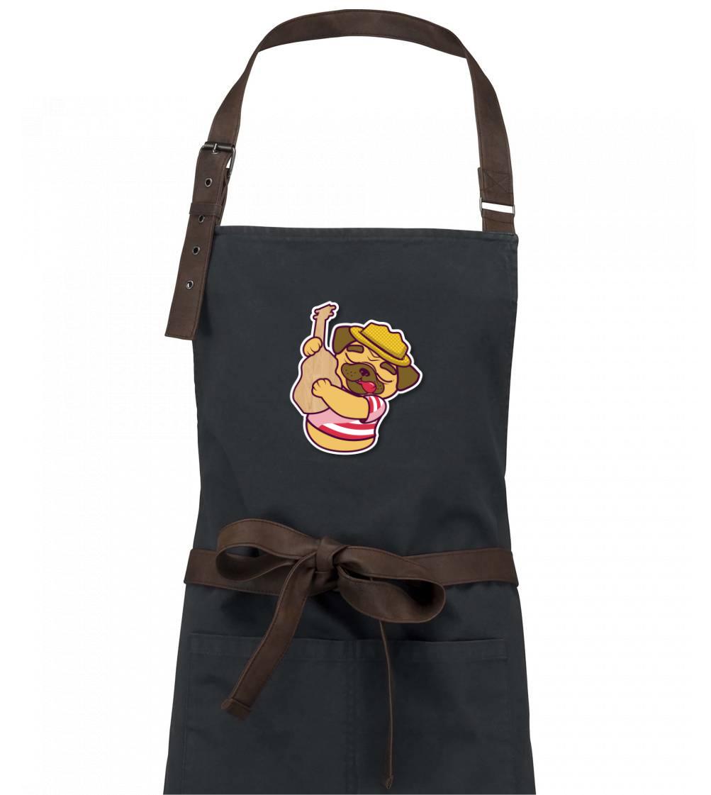 Mops na tričku - Mops a gitara - Zástera Vintage