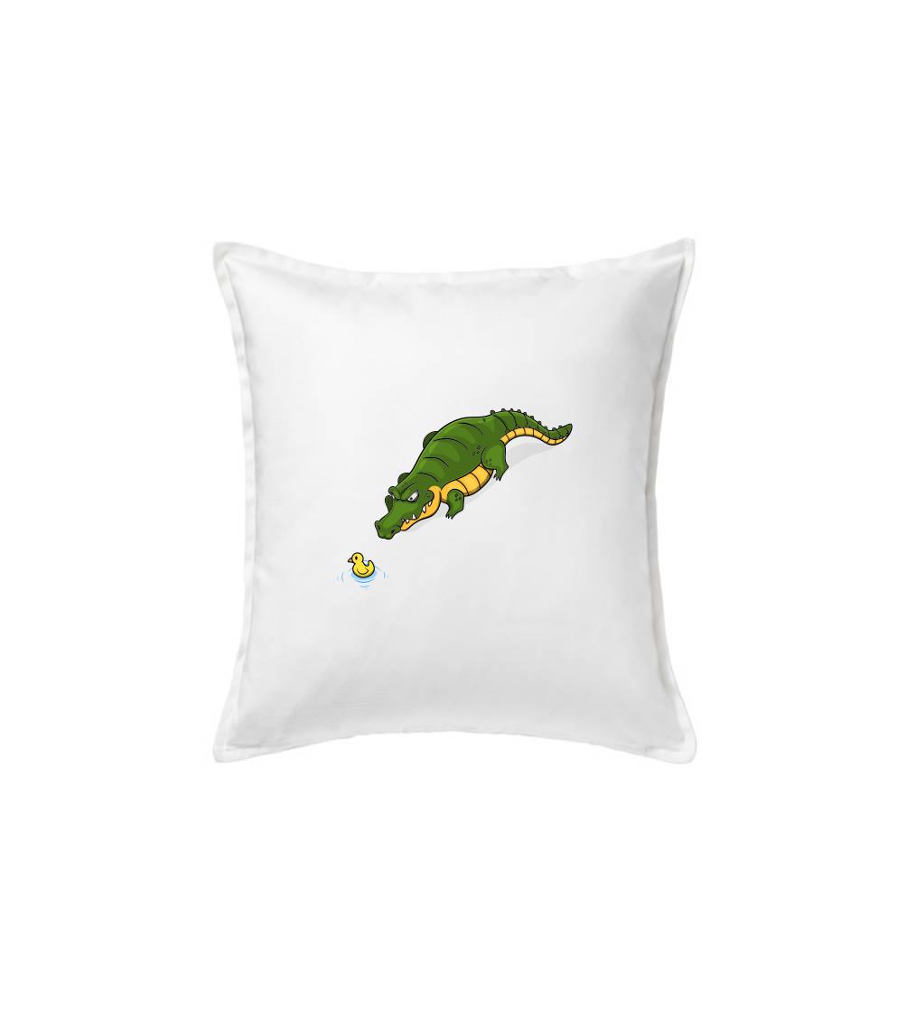 Tričká so zvieratami - Krokodíl zelený s kačičkou - Vankúš 50x50