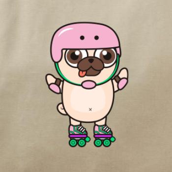 Mops a kolieskové korčule