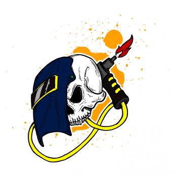 Zvárač - kreslená lebka