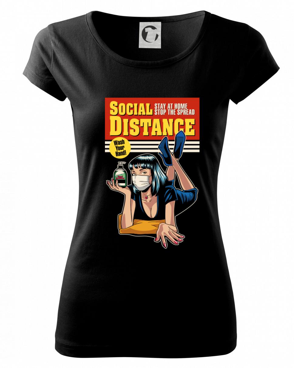 Corona social distance plagát - Dámske tričko Pure