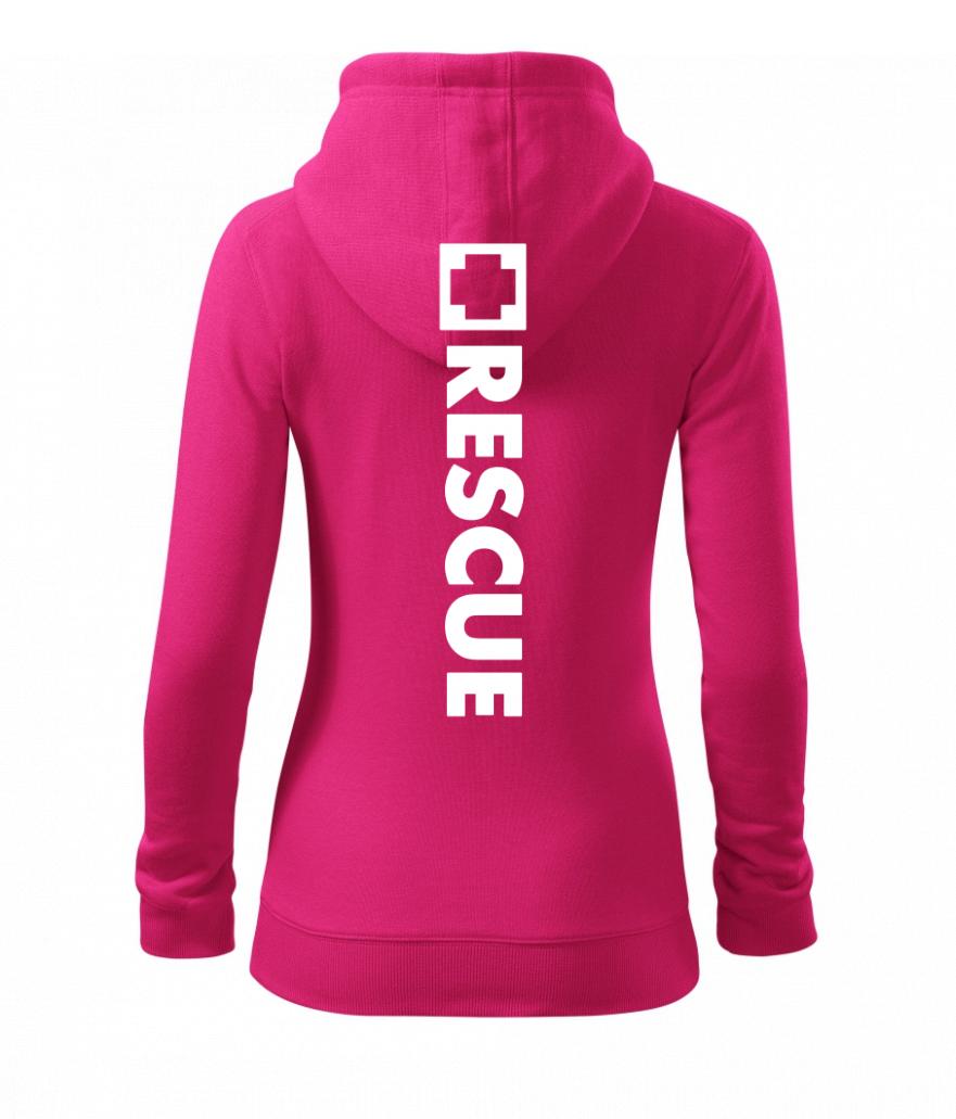 Tričká a mikiny pre záchranárov a lekárov - Kvalitné oblečenie pre zdravotníkov - Hranatý kríž - Rescue - Mikina dámska trendy zipper s kapucňou