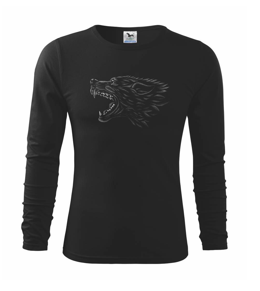 Tričká s vlkom - Hlava vlka biela - Tričko detské Long Sleeve