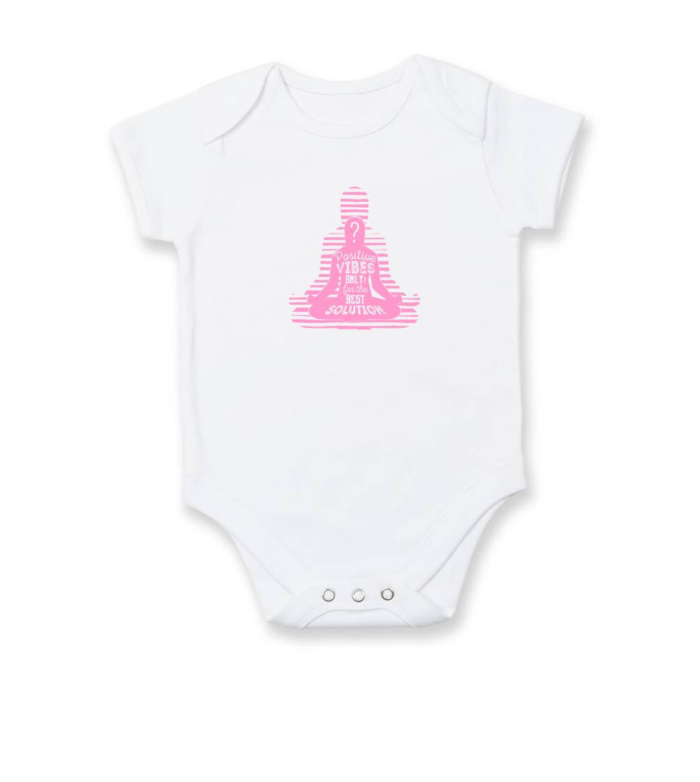 Tričká na jógu - Joga - positive vibes only ružová - Body dojčenské s krátkym rukávom