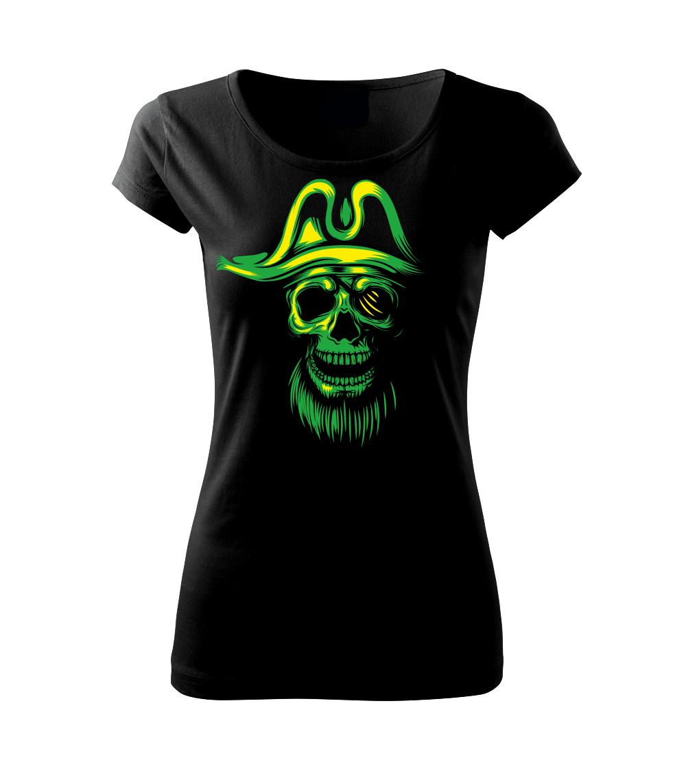 Grafické tričká - Green Pirate skull - Dámske tričko Pure