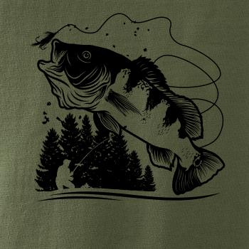 Rybár na brehu rybníka muškári