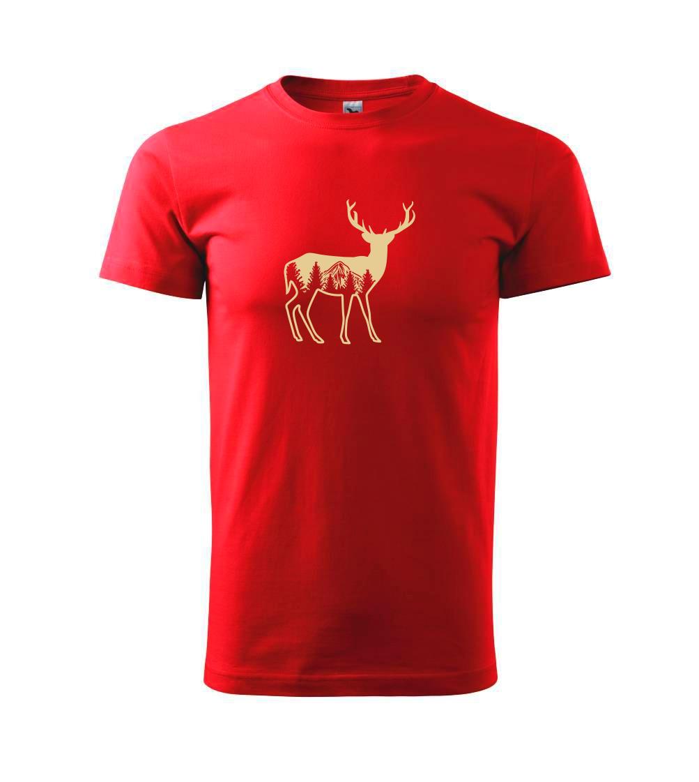 Tričká so zvieratami - Jeleň a pohoria - Tričko extra veľké  (5-8XL)