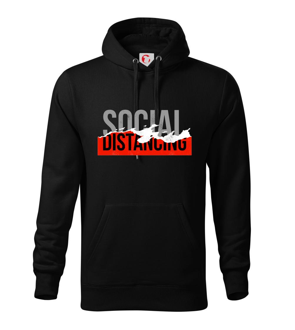 Corona social distancing nápis - Mikina pánska Cape s kapucňou