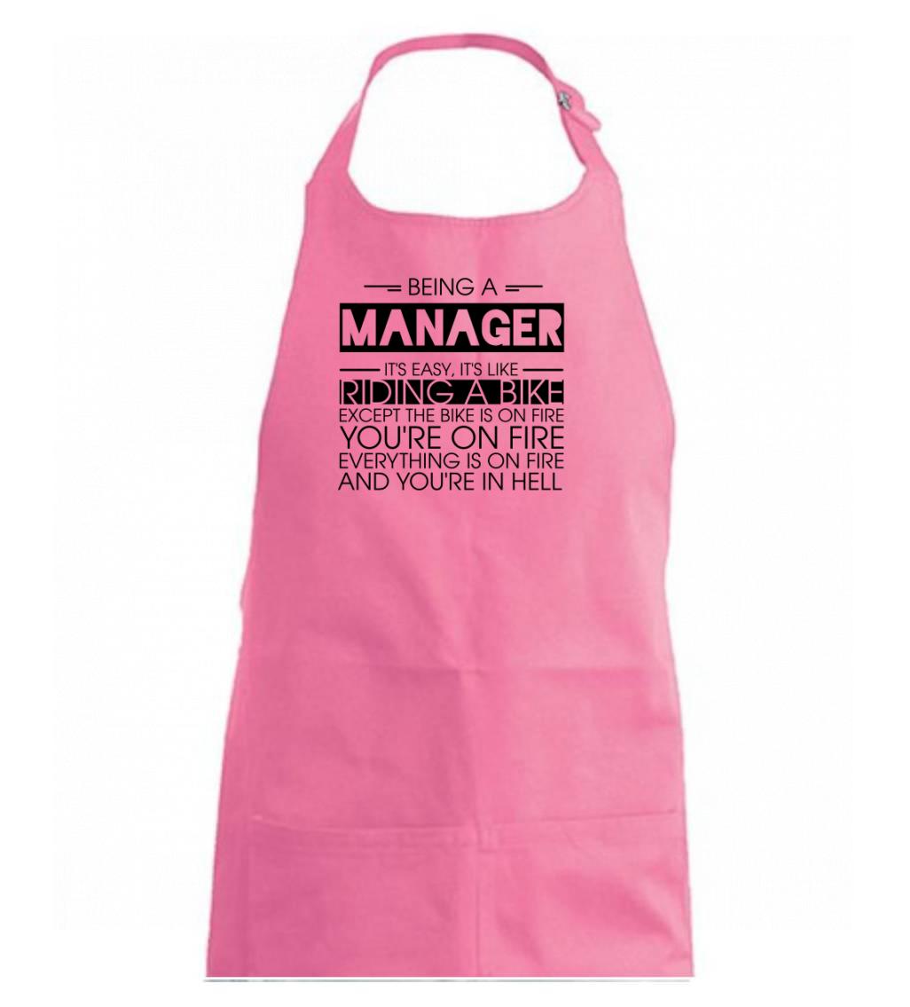 Vtipné tričká do práce - Being a manager - bike - Dámska zástera na varenie