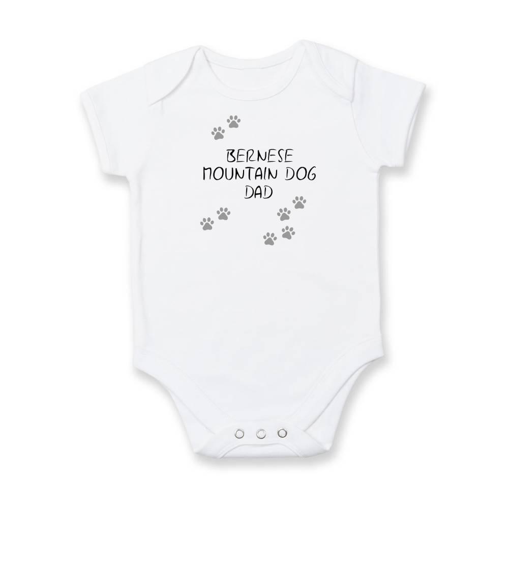 Bernský salašnícky pes na tričku - Bernese Mountain Dog dad (Bernský salašnícky pes) (Reflexné lapky) - Body dojčenské s krátkym rukávom