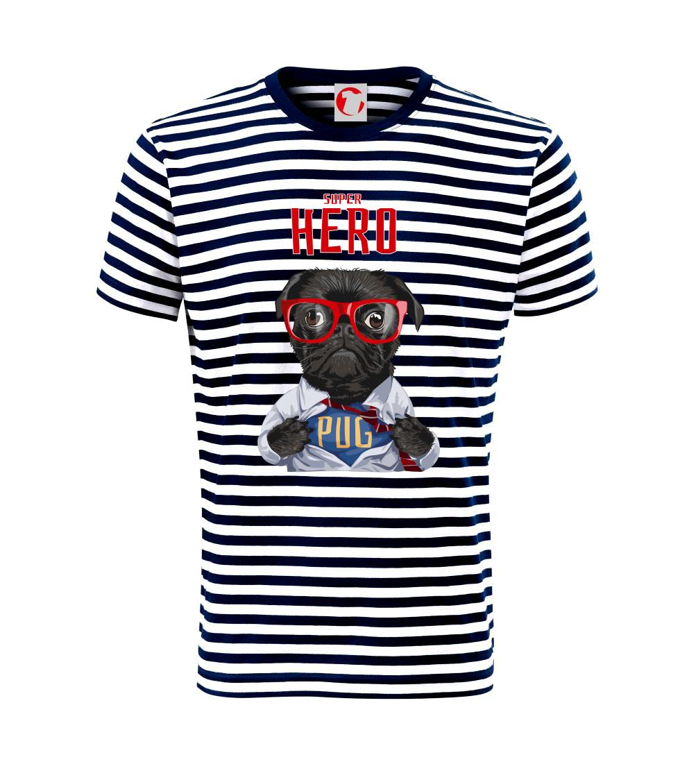 Mops na tričku - Mops - Pug Superhero - Tričko na vodu