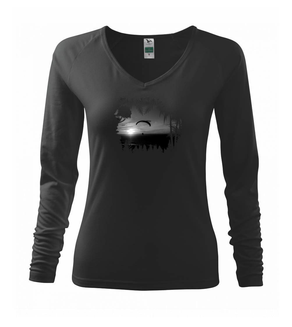 Tričká s motívom paraglidingu - Fotka paragliding čiernobiela - Tričko dámske Elegance