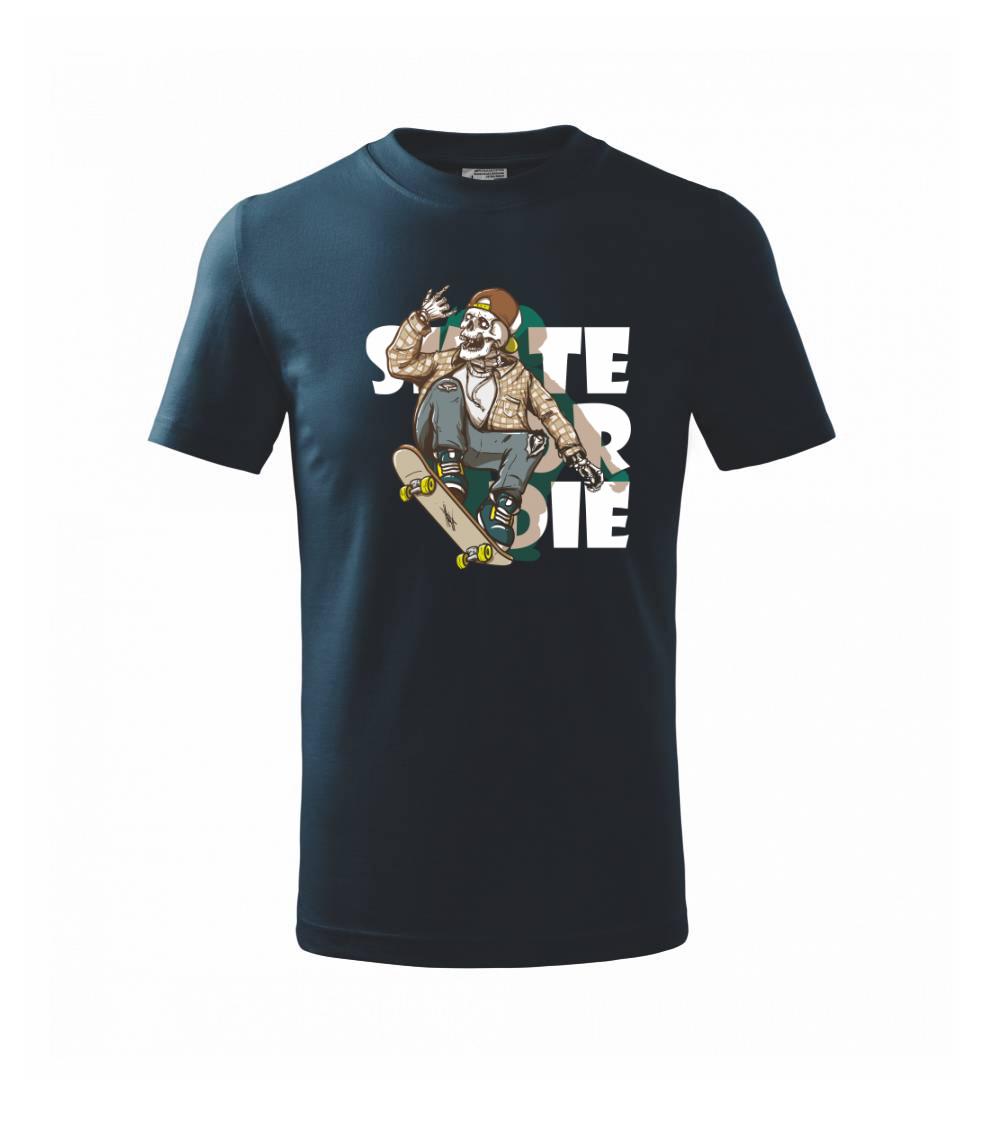 Skull riding skateboard