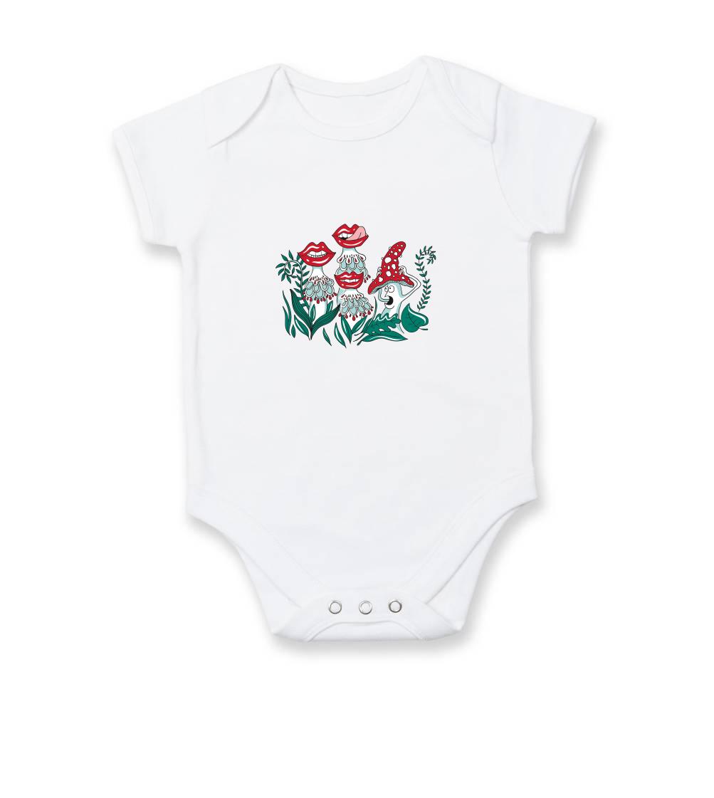 Tričká na chalupu - Zmyselné huby (Pecka design) - Body dojčenské s krátkym rukávom