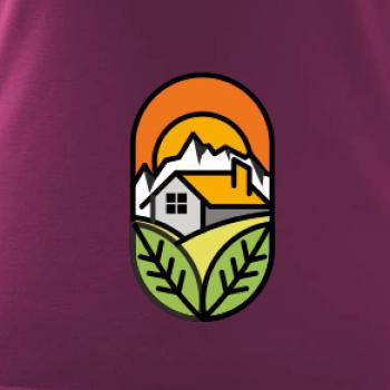 Chalupa pri západe slnka