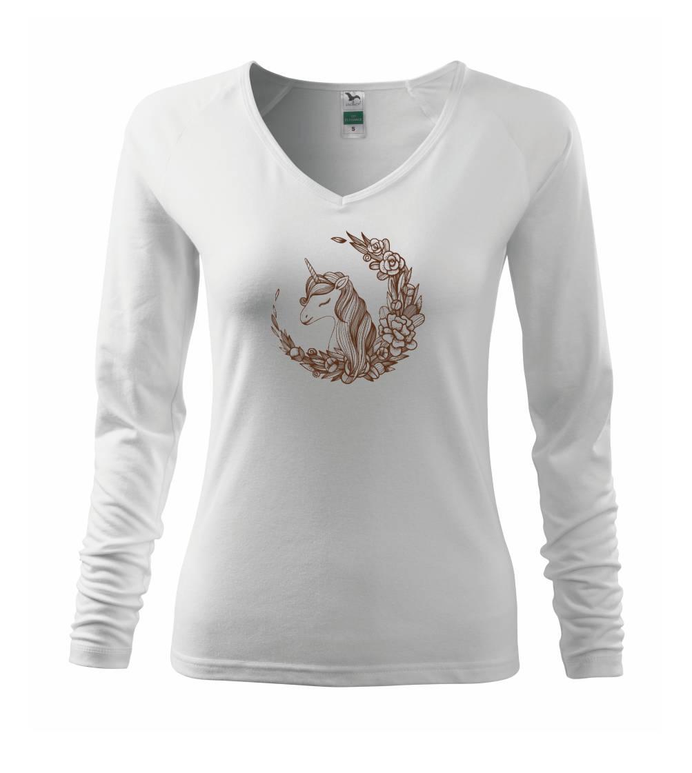 Tričká s jednorožcom - Jednorožec venček - Tričko dámske Elegance