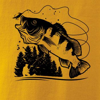 Rybár na brehu rybníka muškári