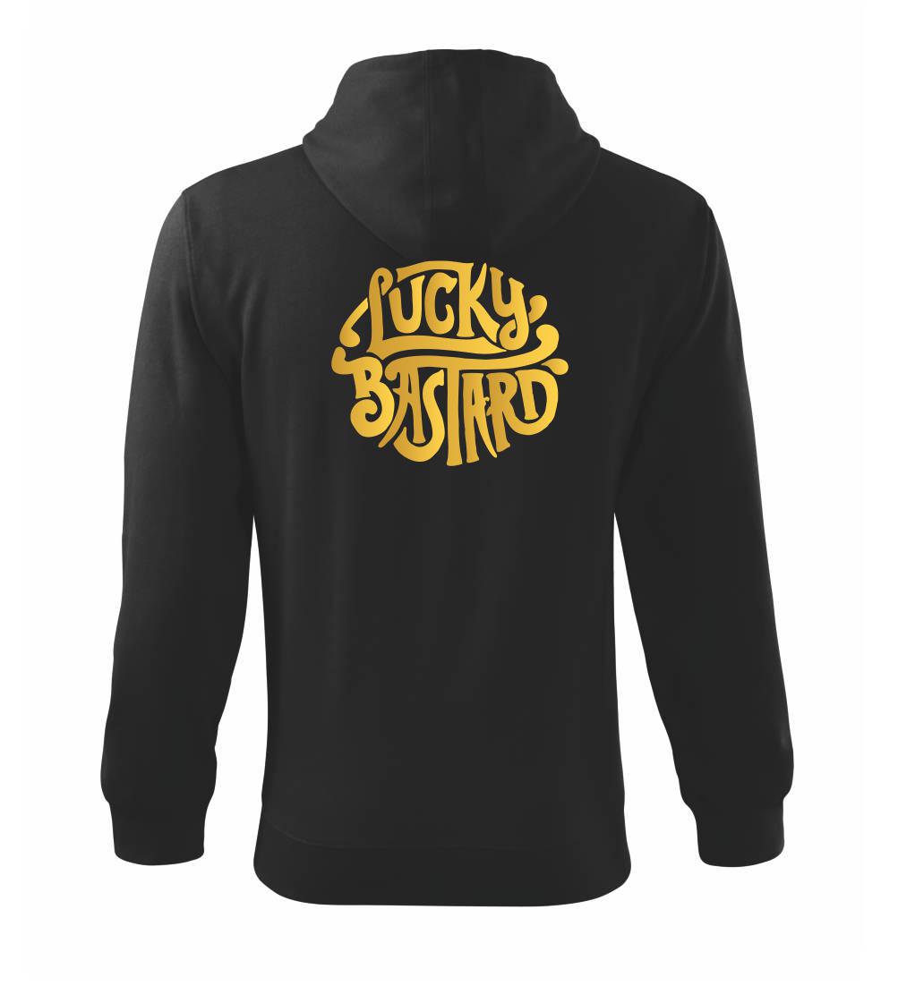 Tričká na párty - Lucky Bastard zlatý - Mikina s kapucňou na zips trendy zipper