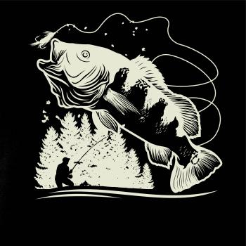 Rybár na brehu rybníka muškári