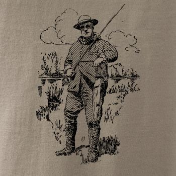 Kreslený rybár s úlovkom