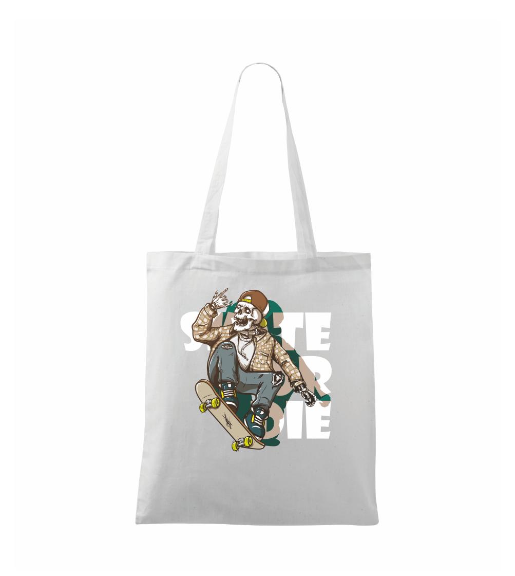 Skull riding skateboard