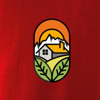 Chalupa pri západe slnka