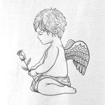 Anjel kresleny s ruží