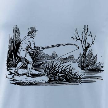 Kreslený rybár nahradzujúci