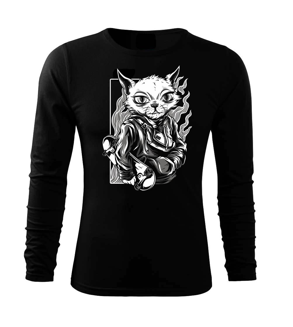 Longboard a Skatebord - Independent Cat Black and White - Tričko s dlhým rukávom FIT-T long sleeve
