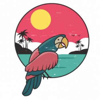 Papagáj v kruhu pri mori