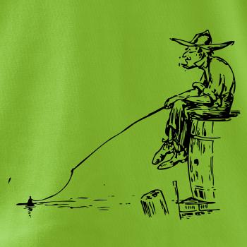 Kreslený rybár na pni