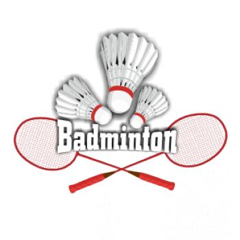 Bedminton - nápis s košíkmi