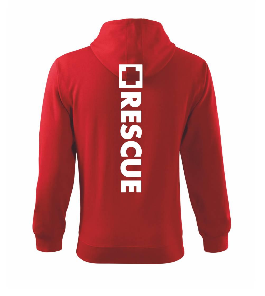 Tričká a mikiny pre záchranárov a lekárov - Kvalitné oblečenie pre zdravotníkov - Hranatý kríž - Rescue - Mikina s kapucňou na zips trendy zipper