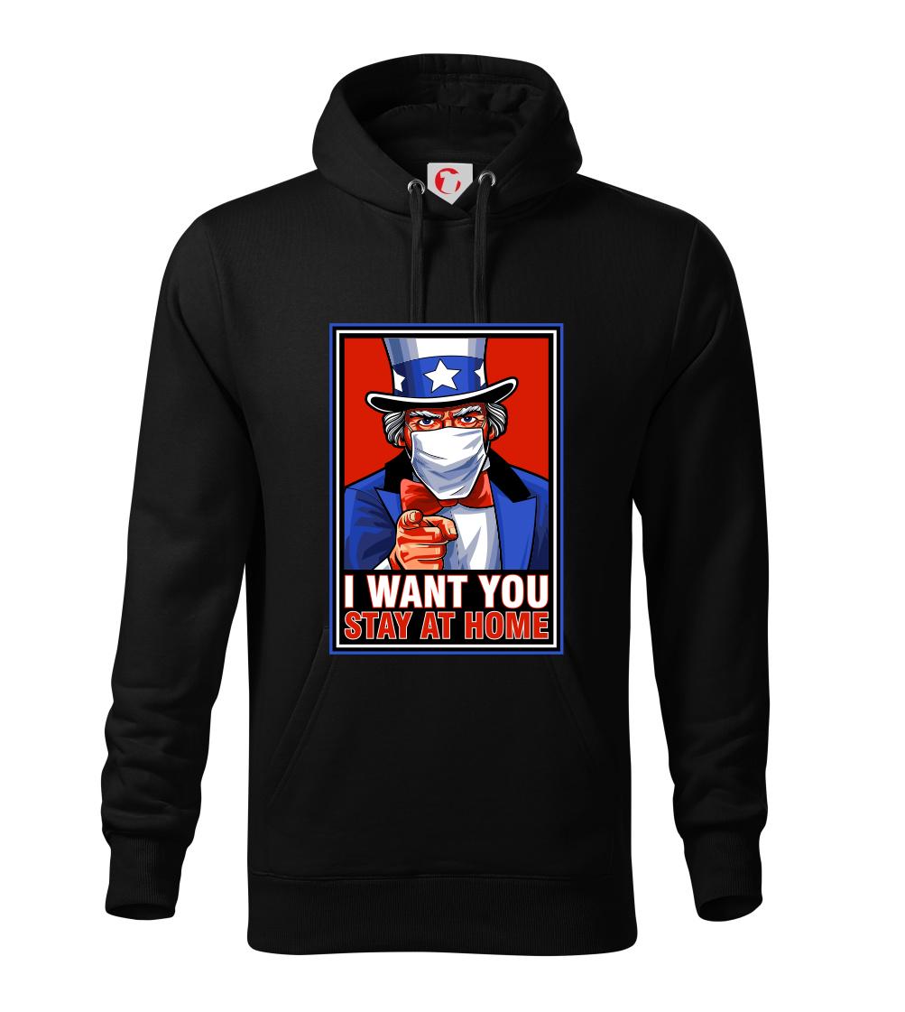 I want you - stay home - Mikina pánska Cape s kapucňou