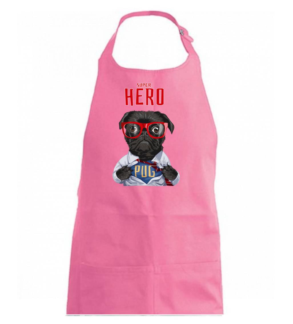 Mops na tričku - Mops - Pug Superhero - Dámska zástera na varenie