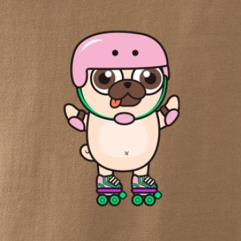 Mops a kolieskové korčule