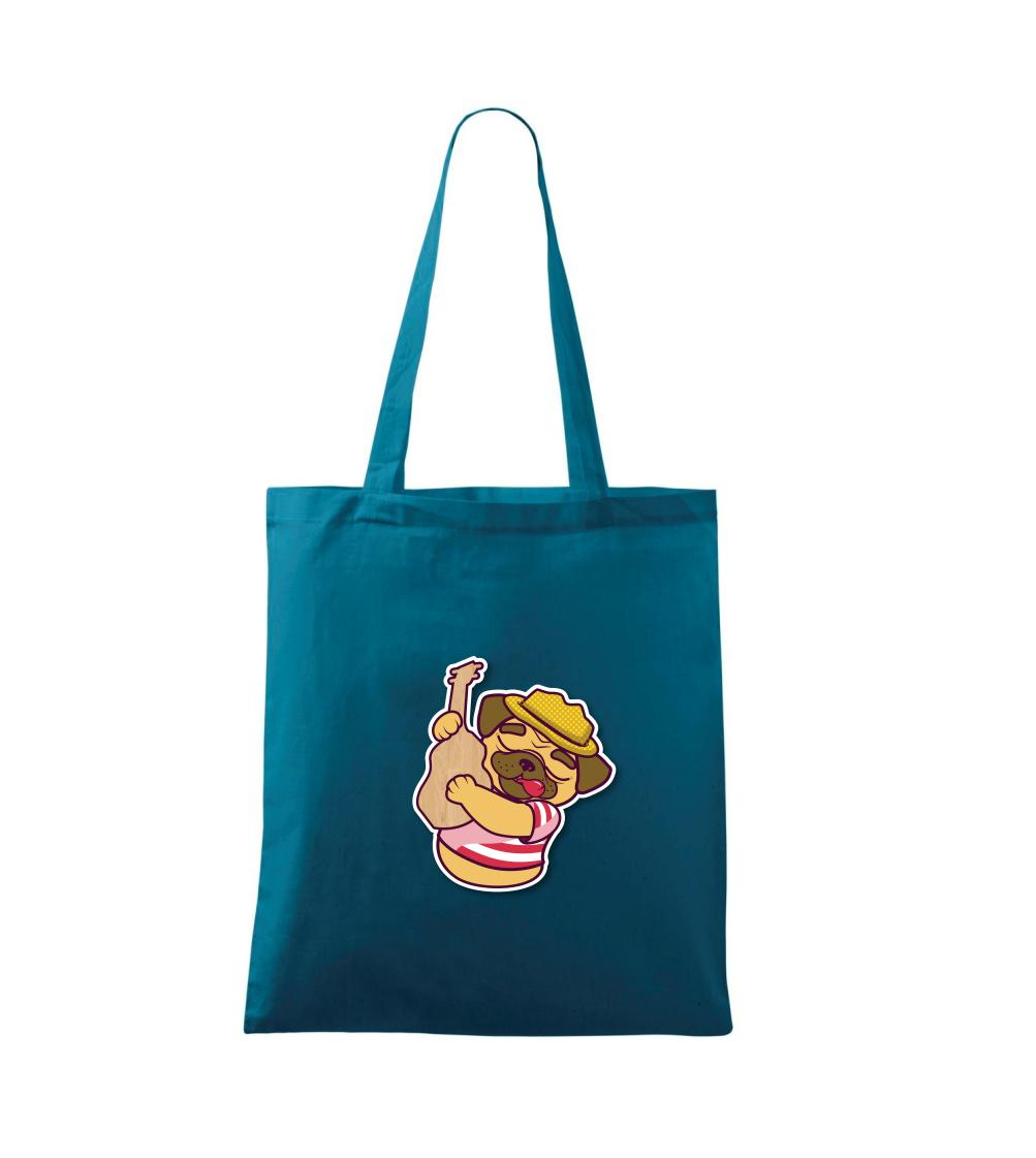 Mops na tričku - Mops a gitara - Taška bavlnená
