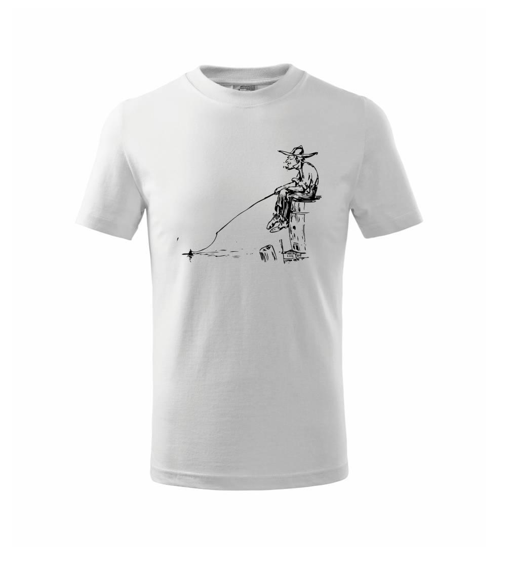 Kreslený rybár na pni Kreslený rybár na pni