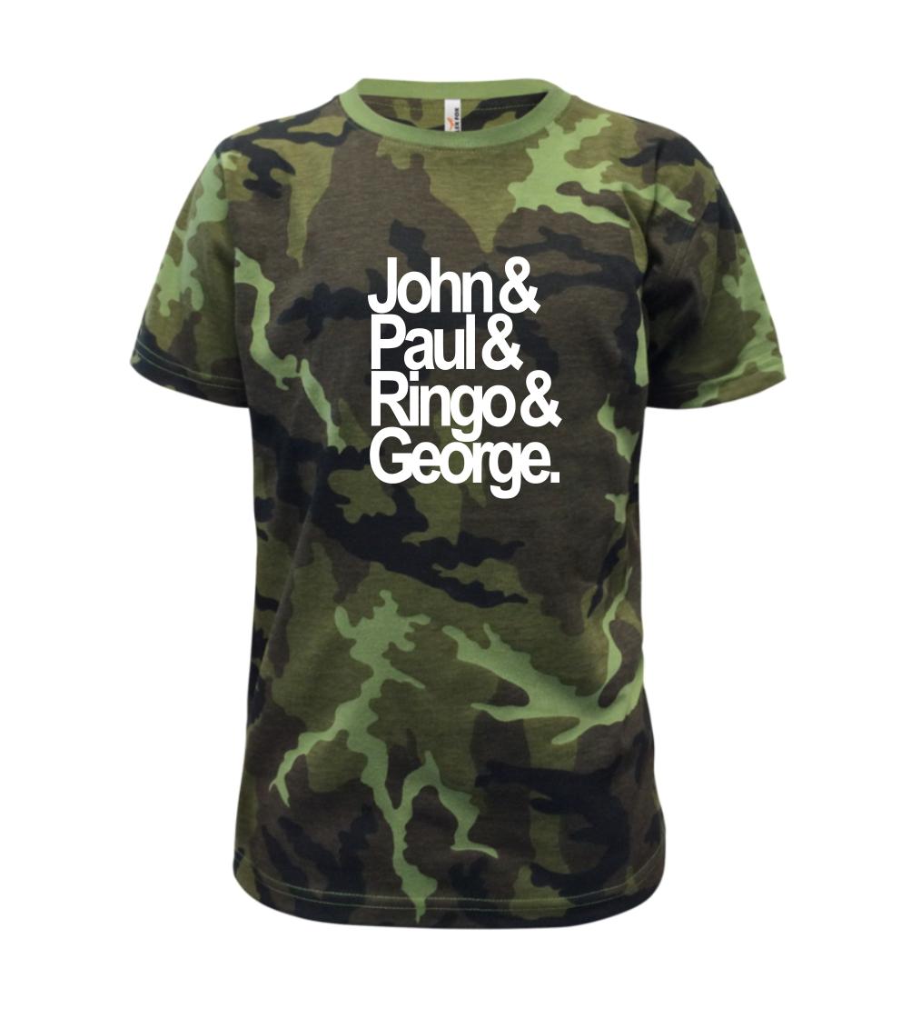 Hudobné tričká - John Paul Ringo George - Detské maskáčové tričko