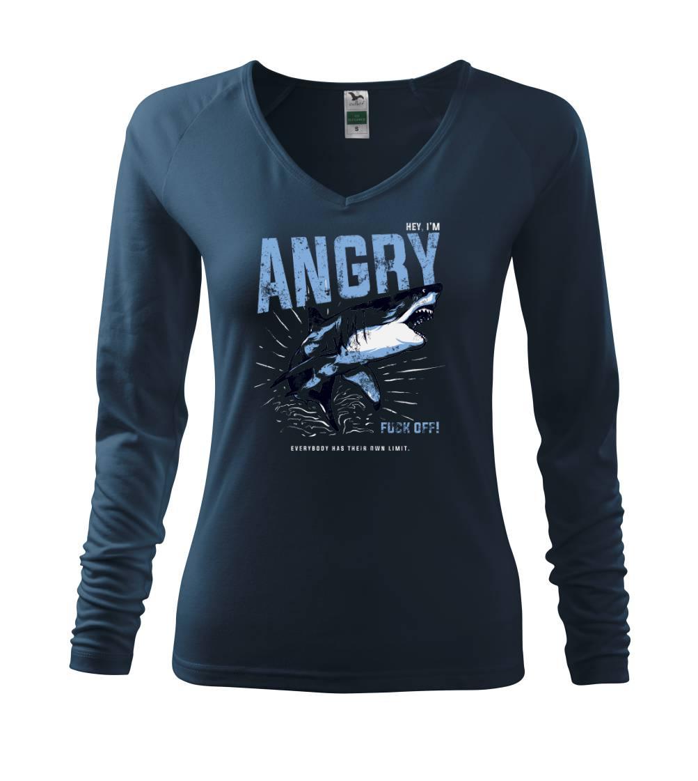 Tričká s potlačou ryby - Shark angry - Tričko dámske Elegance