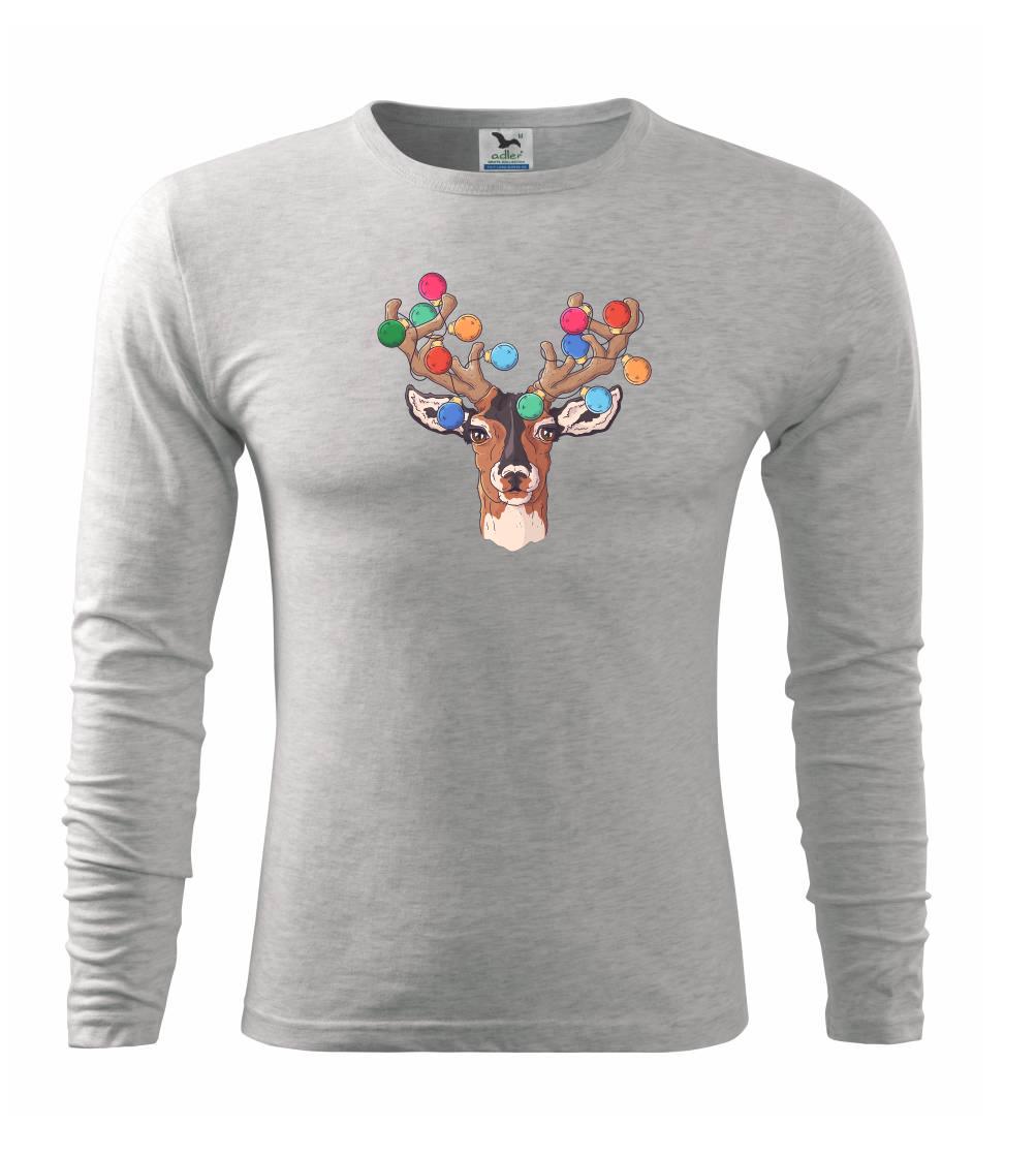 Vianočné tričká - Vianočný jeleň - Tričko s dlhým rukávom FIT-T long sleeve