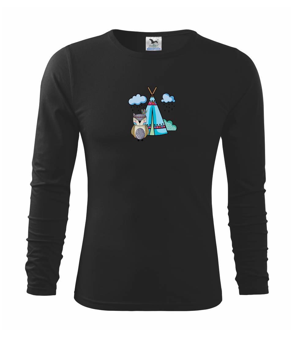 Tričko s motívmi vtákov - Indiánska sova - Tričko detské Long Sleeve