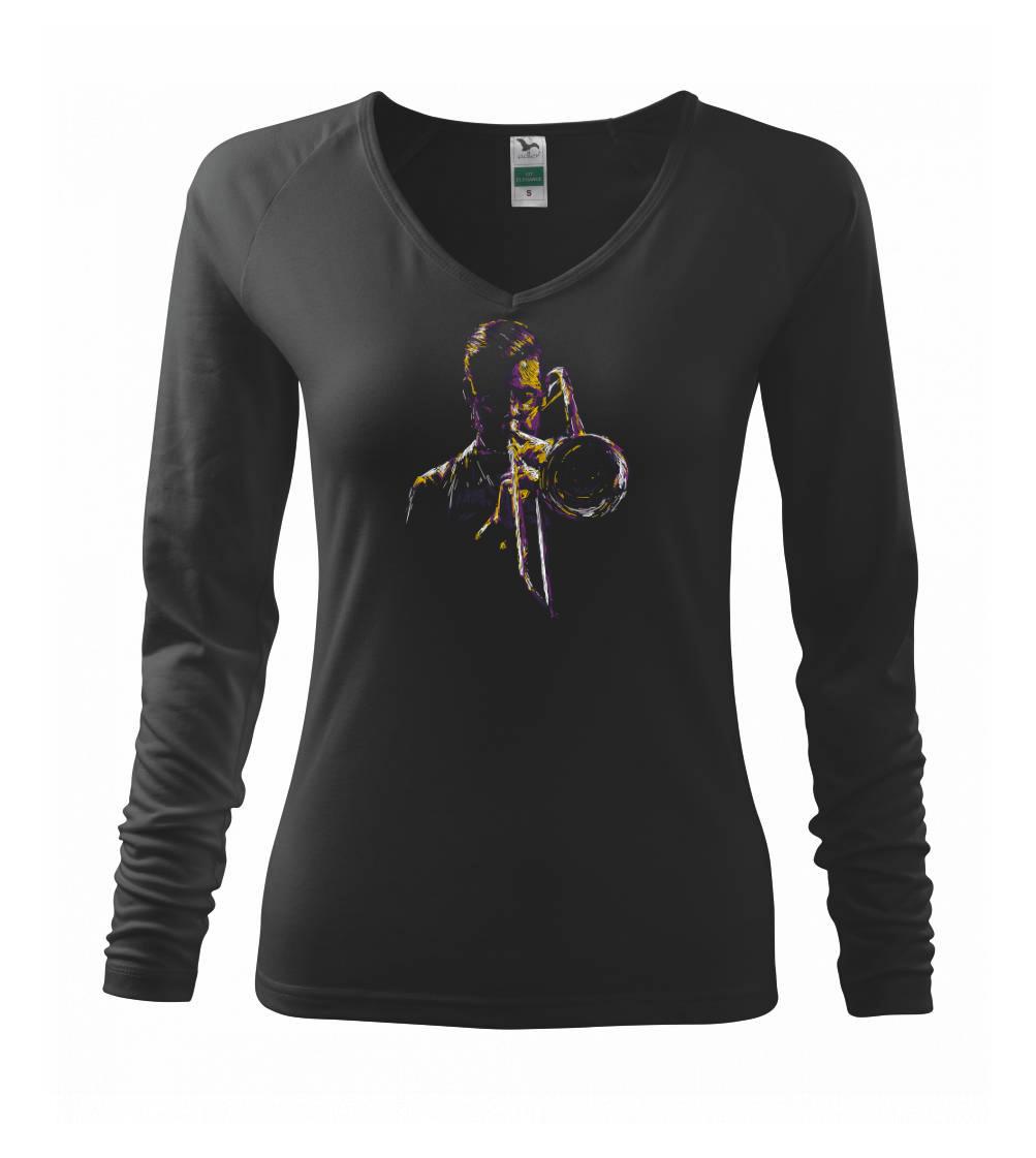 Hudobné tričká - Jazz trubkár splash - Tričko dámske Elegance