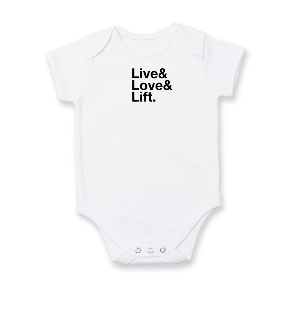 Posilňovani - Live, love, lift - Body dojčenské s krátkym rukávom
