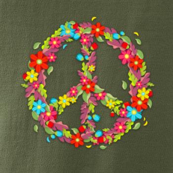 Peace symbol červené kvety Peace symbol červené kvety