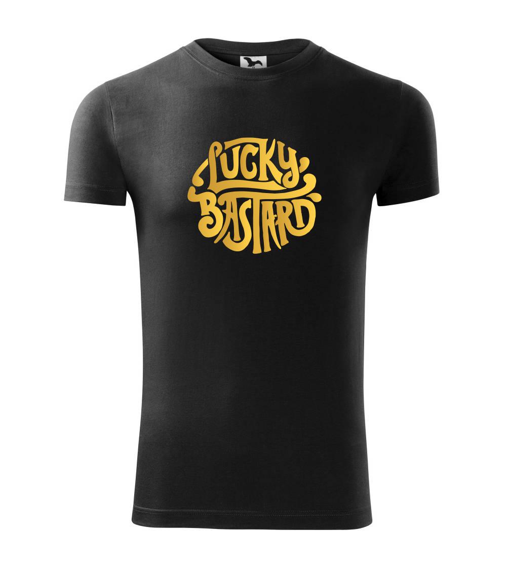 Tričká na párty - Lucky Bastard zlatý - Viper FIT - Pánske zúžené tričko