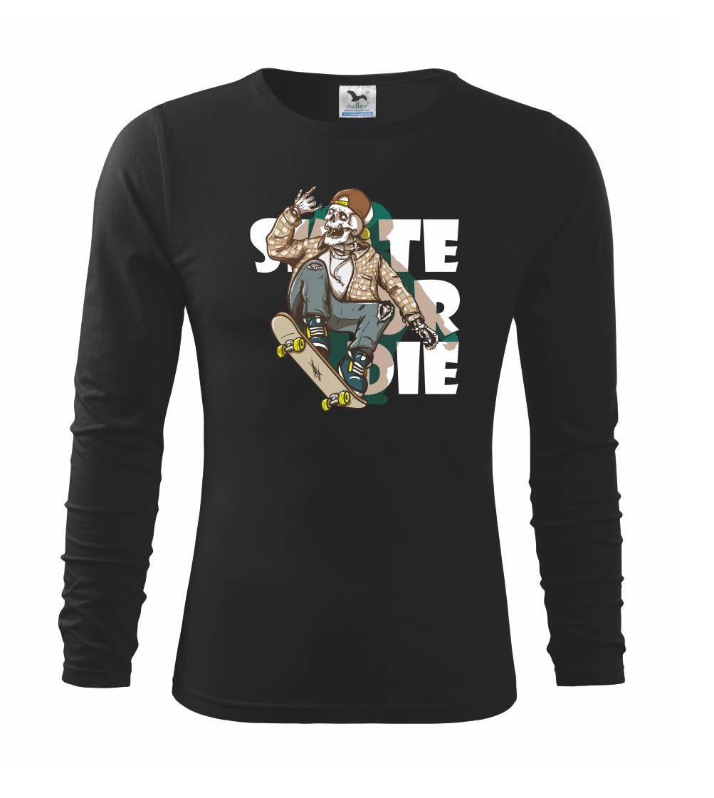 Longboard a Skatebord - Skull riding skateboard - Tričko detské Long Sleeve