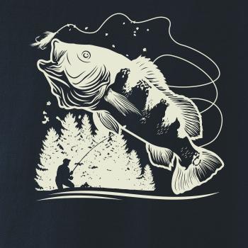 Rybár na brehu rybníka muškári